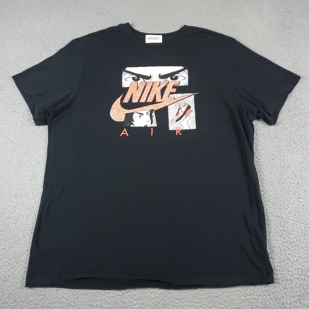 Nike Air Manga Anime Graphic T Shirt Mens XL Black Short Sleeve Swoosh 042837